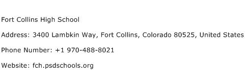 Fort Collins High School Address Contact Number