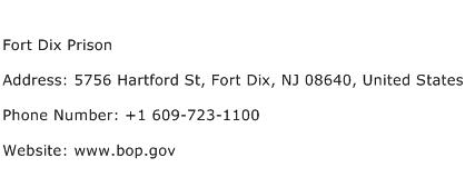 Fort Dix Prison Address Contact Number