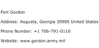 Fort Gordon Address Contact Number