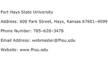Fort Hays State University Address Contact Number