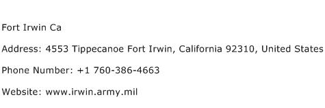 Fort Irwin Ca Address Contact Number