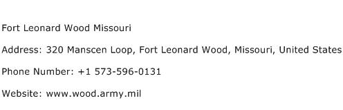 Fort Leonard Wood Missouri Address Contact Number