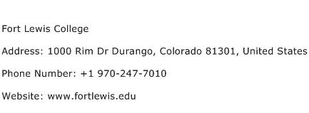 Fort Lewis College Address Contact Number