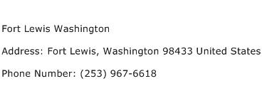 Fort Lewis Washington Address Contact Number