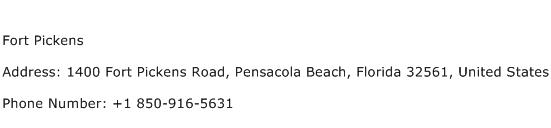 Fort Pickens Address Contact Number
