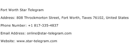 Fort Worth Star Telegram Address Contact Number