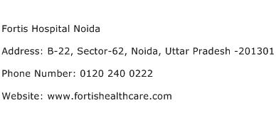 Fortis Hospital Noida Address Contact Number