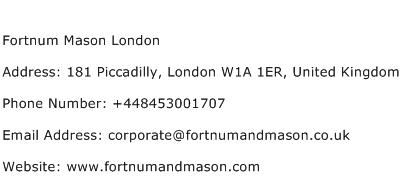 Fortnum Mason London Address Contact Number