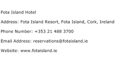 Fota Island Hotel Address Contact Number