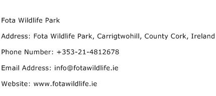 Fota Wildlife Park Address Contact Number
