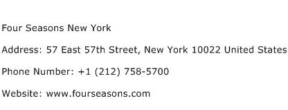 Four Seasons New York Address Contact Number