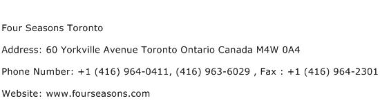 Four Seasons Toronto Address Contact Number
