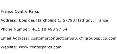 France Centre Parcs Address Contact Number