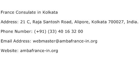 France Consulate in Kolkata Address Contact Number