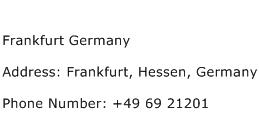 Frankfurt Germany Address Contact Number
