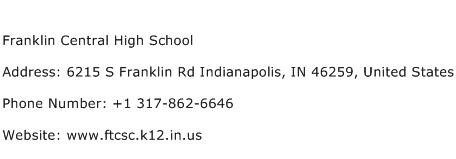 Franklin Central High School Address Contact Number