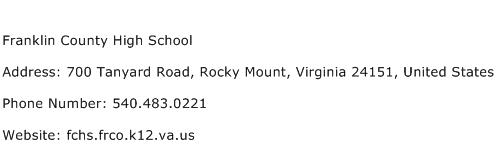 Franklin County High School Address Contact Number