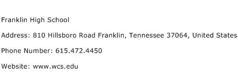 Franklin High School Address Contact Number