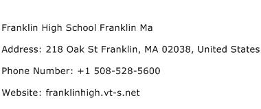 Franklin High School Franklin Ma Address Contact Number