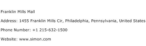 Franklin Mills Mall Address Contact Number