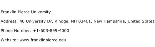 Franklin Pierce University Address Contact Number
