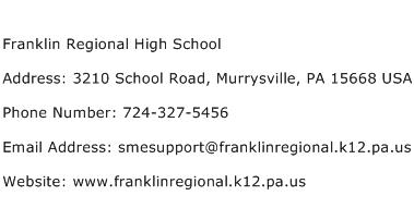 Franklin Regional High School Address Contact Number