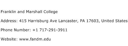 Franklin and Marshall College Address Contact Number
