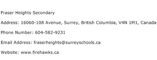 Fraser Heights Secondary Address Contact Number