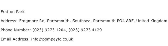 Fratton Park Address Contact Number