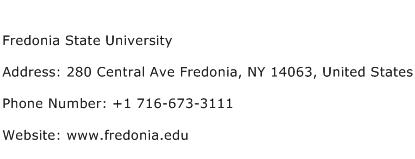 Fredonia State University Address Contact Number