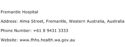 Fremantle Hospital Address Contact Number