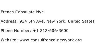 French Consulate Nyc Address Contact Number