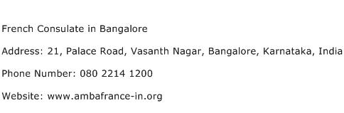 French Consulate in Bangalore Address Contact Number