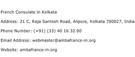 French Consulate in Kolkata Address Contact Number