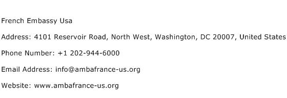 French Embassy Usa Address Contact Number