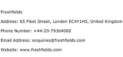 Freshfields Address Contact Number