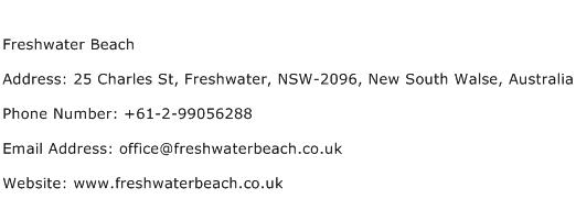 Freshwater Beach Address Contact Number