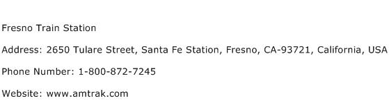 Fresno Train Station Address Contact Number