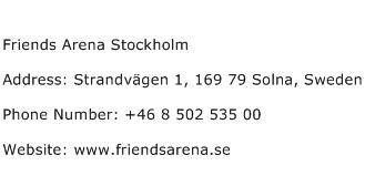 Friends Arena Stockholm Address Contact Number