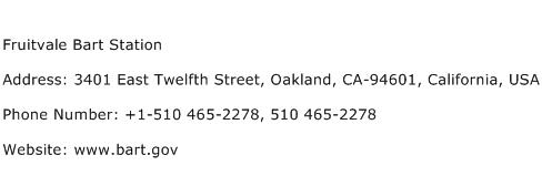Fruitvale Bart Station Address Contact Number