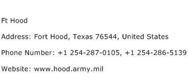 Ft Hood Address Contact Number