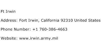 Ft Irwin Address Contact Number