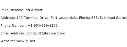 Ft Lauderdale Intl Airport Address Contact Number