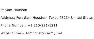 Ft Sam Houston Address Contact Number