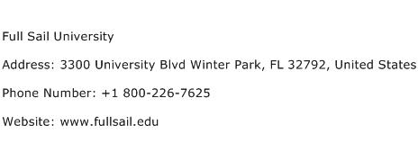 Full Sail University Address Contact Number
