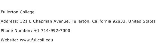 Fullerton College Address Contact Number