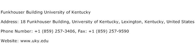 Funkhouser Building University of Kentucky Address Contact Number