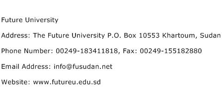 Future University Address Contact Number