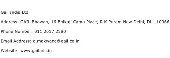 Gail India Ltd Address Contact Number