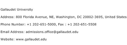 Gallaudet University Address Contact Number